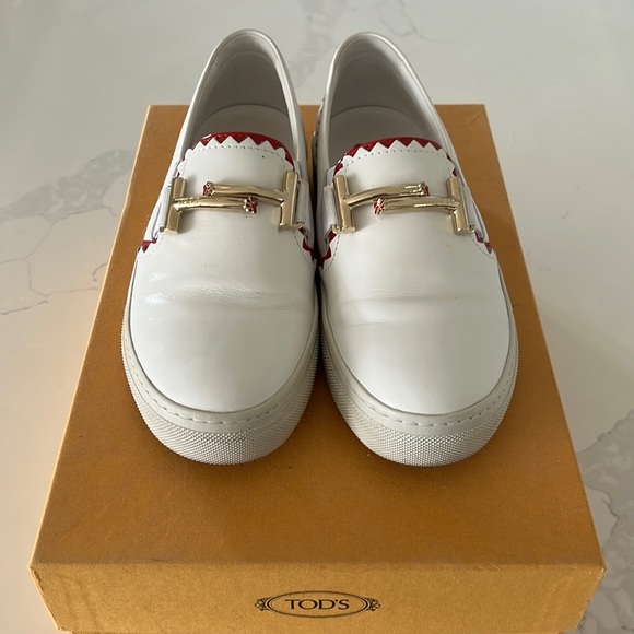TOD’S SIZE 34 SPORT BIANCO RUBINO SLIP-ON - Picture 1 of 11